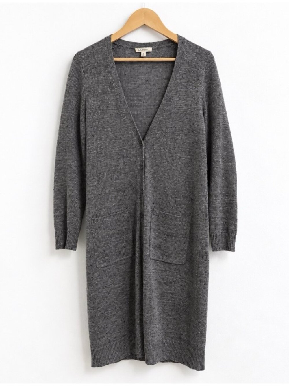 Eileen Fisher 100% Organic Linen Long Cardigan Duster Gray Petite S